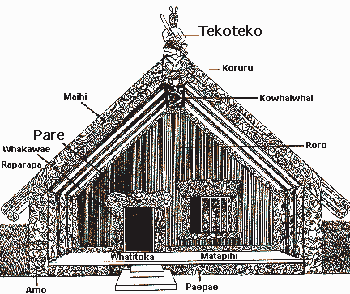 Wharenui, Maori ancestoral or meeting house, New Zealand