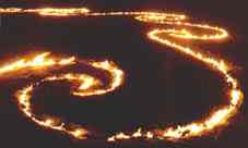 Te Koru Iwa, a 
fire drawing made at the 1996 Oerol Arts Festival, The Netherlands.