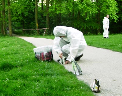 Sonja herds elephants in the Bos van Bosman park, Leiden.