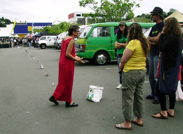 Sonja herds elephants in the Nelson Montgomery Square Market..