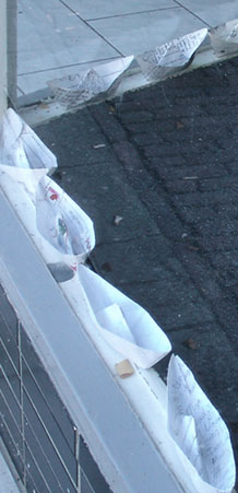 Performance in a shop window, Aalmarkt, Leiden, The Netherlands.