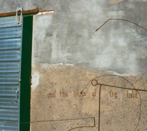 view of the words on the face of the shed