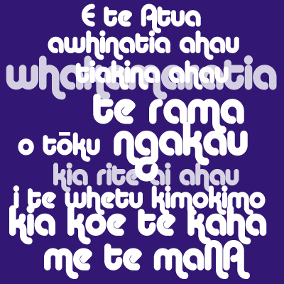 Design for text in New Zealand Maori by Sonja van Kerkhoff