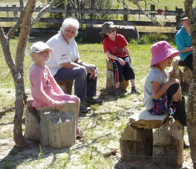 Land Art or a Site specific outdoor sculpture made out of firewood and dead trees by Sen McGlinn + Sonja van Kerkhoff at the 2013 Tahora High-country International Sculpture. Marco primary school about 30km west of here came to visit as an after school activity.